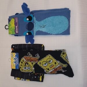 SpongeBob & Stitch Novelty Socks & Spongebob Bandana - Disney Nickelodeon - NWT